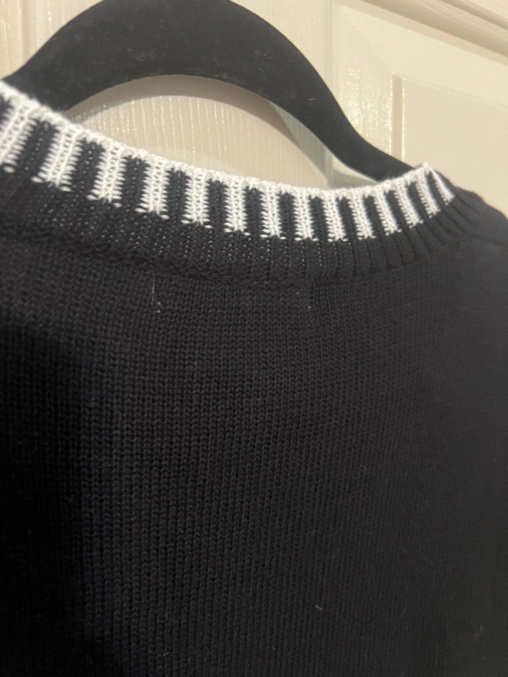 Miss Sparkling Black Short-Sleeve Knit Top with White Trim - Picture 8 of 8